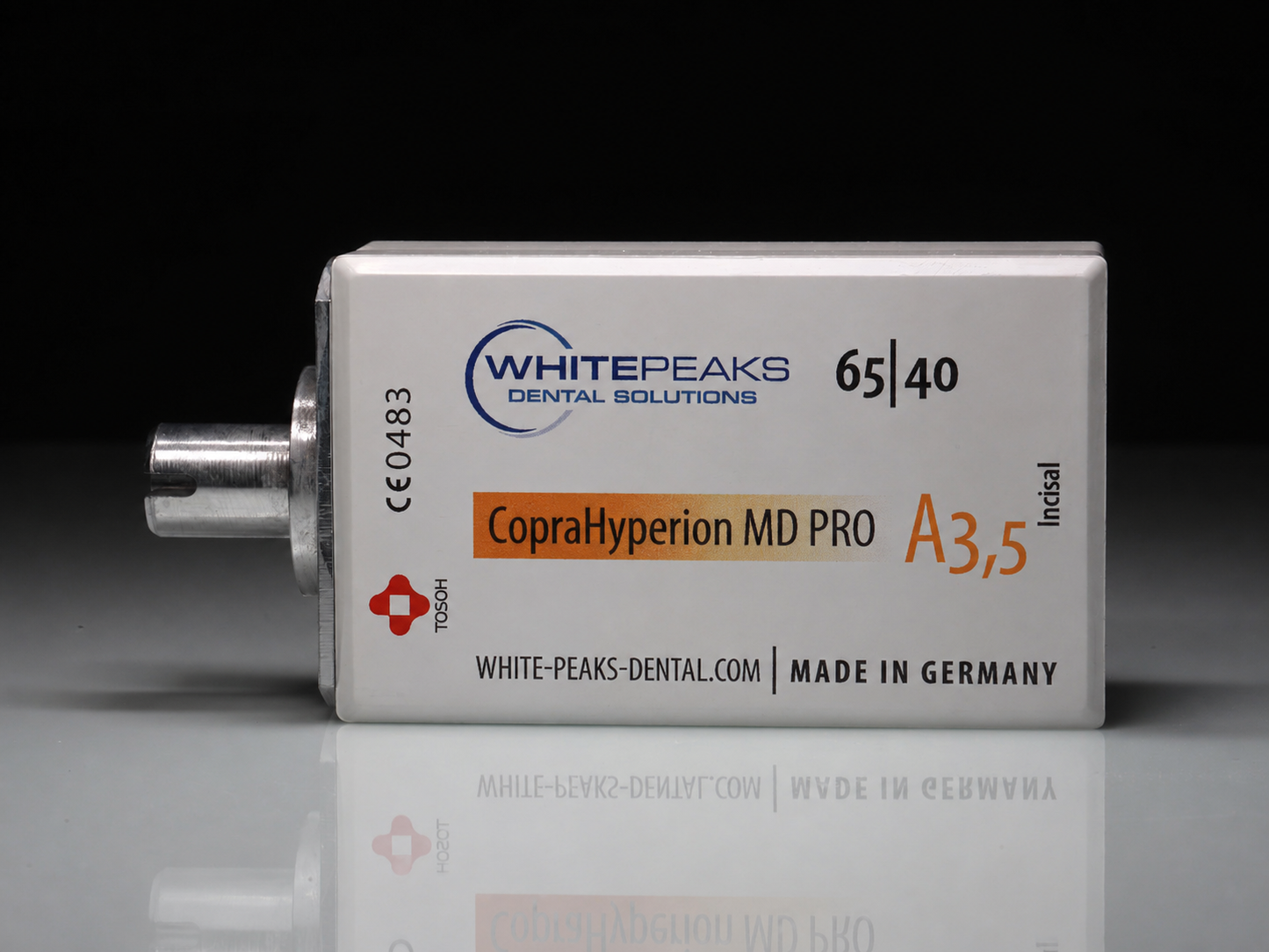 CopraHyperion MD PRO 65/40 – Für die Speed-Sinterung geeigneter Zirkonoxidblock für CEREC - Packung mit einem Block