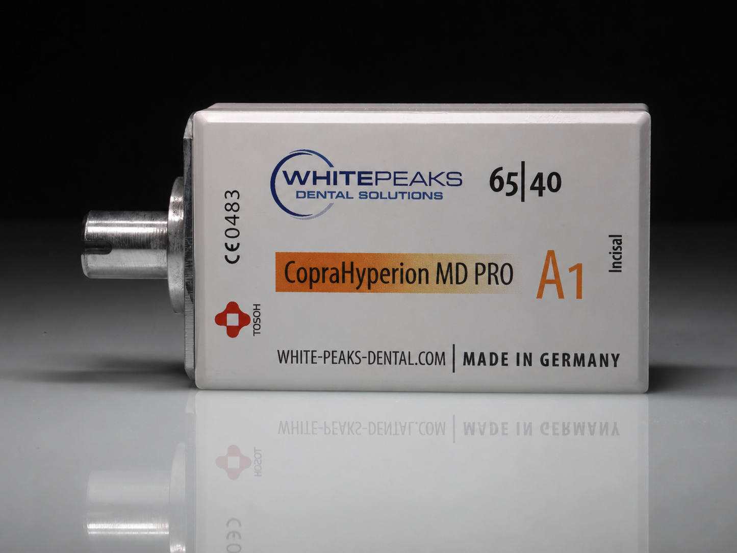 CopraHyperion MD PRO 65/40 – Für die Speed-Sinterung geeigneter Zirkonoxidblock für CEREC - Packung mit einem Block